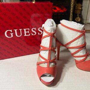 Guess Women's Vibrant Coral Strappy Heels